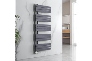EMKE Termosifone da bagno piatto, 1599 x 500 mm, antracite, scalda asciugamani per bagno, pannello portasciugamani con attacco laterale per acqua, 794 W