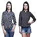 Mallory Winston Casual 3/4 Sleeve Checkered and Polka Dots Print Balloon Women