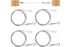 DOUSELLA 4 PCS Câble Métallique en Acier Inoxydable 2M*1,5MM Fil de Suspension pour Cadre Photo Câble de Suspension Réglable avec Boucle et Crochet Fil Suspension Cadre pour Lumière Rideaux Vêtements
