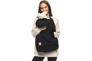 MijaCulture Tragecover M025 TEDDY – Universaler Bezug für Babytrage, Tragetuch & Cape, Warmes Cover für Babys (Schwarz/Sterne)