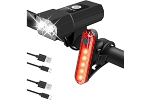 JR JUMIAR Bike Light, Super Bright Bike Light, USB Rechargeable Bike Lights Front and Back Set, IPX6 Waterproof Bicycle Light, Cycling Front & Rear Light for Road, Mountain, Night Riding