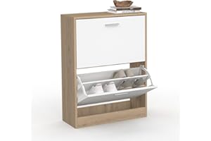 IDMarket - Meuble à chaussures 12 paires KLARK imitation hêtre 2 portes blanches