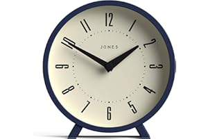 Jones Clocks® Venus orologio da tavolo | Design rotondo moderno | Blu | Elegante look retrò per mensola, tavolo, mensola del camino o comodino