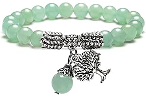 JSDDE Tree of Life Stretch Bracelet Reiki Healing Crystal Gemstone Beads Bracelet, Birthstone Lucky Stone Jewelry(6.2")