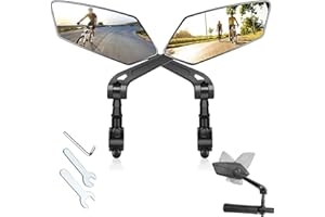 SEMINISMAR Rétroviseur vélo,Rétroviseur trottinette électrique,2 Pièces Miroirs de Vélo Réglable à 360°,Accessoires Trottinette Electrique,Grand Miroir HD,22-25mm