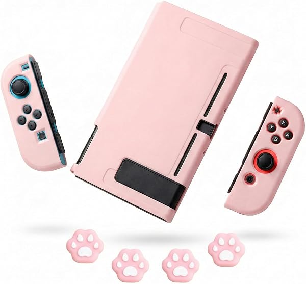 Custodia Protettiva Divisa per Switch 2 - Cover Resistente ai Graffi - Custodia Agganciabile - Custodia Ergonomica con 4 Cappucci per Joystick Accessori per Nintendo Switch 2, Rosa Fiori di Ciliegio - 1