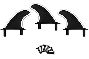 iBOARD - Pinne per tavola da surf, in schiuma, 3 pinne + 6 bulloni + 1 chiave per attrezzi, colore: Bianco lato nero