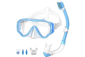 V VILISUN Set Snorkeling, Anti-Fog Maschera Snorkeling con Panoramica a 180 Gradi e Boccaglio Snorkel, Kit Snorkeling Professionale per Kids Bambini Ragazze Ragazzi