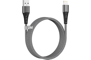 TEIONE Câble iPhone 2M [Certifié Apple MFi], Câble Chargeur iPhone 2M Cable Lightning USB Nylon Cordon iPhone Cable USB iPhone Charge Rapide Fil Chargeur pour iPhone 14 13 12 11 Pro Max Mini XR XS 8 7 6 iPad