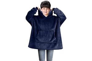 Uplayteck Coperta con Maniche e Cappuccio per Bambini, Vestaglia Super Morbida in Pile, Calda e Confortevole Felpa Coperta Indossabile Oversize per Ragazza e Ragazzo