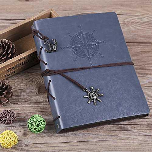 Farway Fotoalbum/Notizbuch aus Leder mit Geschenkbox, Vintage blau - 6