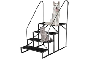 FRUYYZL Scala a 4 Gradini Con 2 Maniglie - Portatile per Camper, Esterni, Piscina e Animali Domestici - Scaletta Con Corrimano in Acciaio, Portata 300 Kg