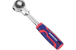 WORKPRO Klucz nasadowy z grzechotką 1/4" z 72 zębami, klucz nasadowy z szybkozłączką, elastyczna głowica, obracany o 270°, klucz nasadowy do prac naprawczych