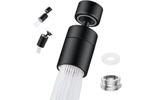 ZONSUSE Uniwersalna nasadka kranu, obrotowa, 360°, perlator powietrza, podwójna funkcja regulatora strumienia wody, oszczędność wody do kranu, prysznica, kuchni i łazienki