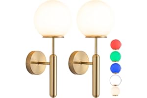 Aiehnid Battery Operated Wall Sconces Set of 2,Brass Wall Lights Fixtures with Remote Control,Wall Lamp with Glass Lampshade,Dimmable Light Non Hardwired Design.for Bedroom,Living Room(Color : Gold)