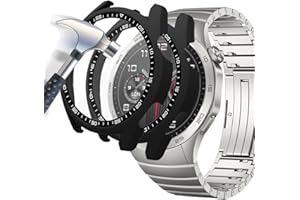 Acadeny Hülle Mit Gehärtetes Glas Displayschutz Kompatibles für Huawei watch GT 4 46mm,9H Härte 360° Rundum Schutzhülle Ultradünne Schutz PC Case Cover,schwarz+schwarz