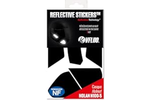 VFLUO N100-5™, retro reflective 5 stickers kit made for NOLAN N100-5 and adaptable to all helmets, 3M Technology, Black