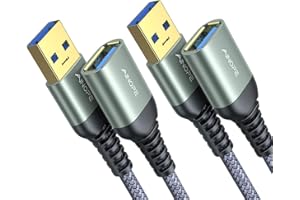 Ainope kabel przedłużający USB 3.0, 2 m + 2 m, przedłużacz USB 3.0, wtyczka A na gniazdo A, z eleganckimi wtyczkami aluminiowymi, nylonowy płaszcz materiałowy do czytników kart, klawiatury, drukarki, skanera, aparat fotograficzny