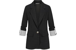Cloud 5ive Damen Blazer Jacke mit Turn-Up Ärmel und Streifendetails