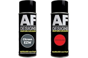 ALEX FLITTNER DESIGNS Set Aerosol Peinture de Base Voiture Citroen EZW Gris Fer Metallic Vernis Bombe Vaporisateur 400ml