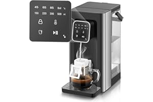 FOHERE Distributeur d'eau Chaude, 2600 W, Eau Chaude en Quelques Secondes, 4 Niveaux de Température, 4 Quantités d'eau, Réservoir de 2,5 l, Compact et économe en énergie, écran tactile Numérique