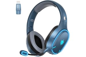 YOTMS Auriculares Wireless para PS4 PS5 Xbox One PC, 2.4GHz/Bluetooth Casco Estéreo con Micrófono Desmontable, Cable de Audio de 3.5mm, Auriculares de Música Bluetooth, 30H de Tiempo de Juego (Azul)