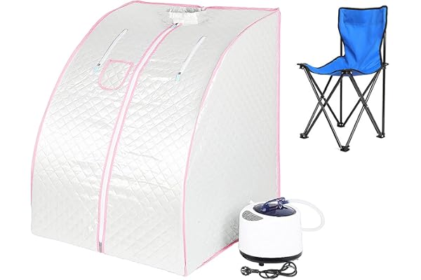 Sauna pliable cabine à chaleur Thérapeutique Spa 1000W Sauna à Vapeur,Sauna e portable,Personal Spa at home avec le contrôleur de température à distance(98x80x70cm) (Argenté)