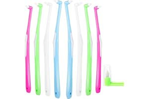 RAYITO 8 Pcs Interspace Toothbrush, Soft Single Tufted Toothbrush with Cover Slim Interspace toothbrushes interdental Brushes for Orthodontic Braces Detail Cleaning(Blue/Green/Rose Red/White)