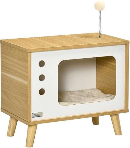 Fiocca® - Birch Wood Cat House 35 X 54 X 44 Cm Made In Italy, 100