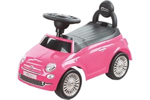 TURBO CHALLENGE - Fiat 500 - Trotteur - 119106 - Roues Libres - Rose - 25Kg Max - Plastique - Piles Non Incluses - À Partir de 12 Mois