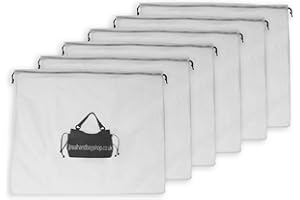 Catwalk Collection Handbags – 6 Fundas Antipolvo Grandes para Bolso – Custodia De Tela con Cordón – Bolsos Transpirables para Zapados Viaje – Blanco