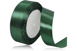 ASALZBOAY Geschenkband Dunkelgrün 25 mm Breit,23 Meter Satinbänder Weihnachtsgrün Stoff Schleifenband Kunsthandwerk,Hochzeitsdekoration, Weihnachten, Haarbögen, Blumensträuße, Geburtstag und Geschenkverpackung