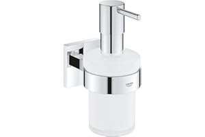 GROHE Start Cube, samoprzylepny dozownik mydła do łazienki, bez wiercenia (pojemność: 160 ml, z uchwytem, ukryte mocowanie, w zestawie śruby i kołki, klej należy kupić oddzielnie), prostokątny, chrom