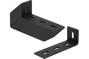 AQQ60 10 Stück Schwerlast L Form Montagewinkel Winkelverbinder Holzverbinder 120x42x38mm Dicke 4mm Halterung mit Langloch Schwarz Kohlenstoffstahl