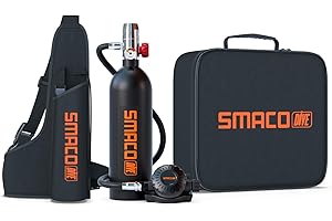 SMACO Scuba Tank Diving Gear for Diver Mini Scuba Tank Oxygen Cylinder with 15-20 Minutes Capability Diving Oxygen Underwater Breathing Device 1L Diving & Snorkeling Equipment