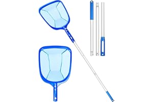 Erwawee Retino per Piscina Pulizia, Rete a Maglia Fine dello Skimmer per Foglie Retina Raccogli Foglie con Asta Telescopica per Pulizia Piscina Foglie e Detriti per Piscina, Spa, Stagni