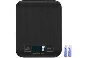 ULIXII Kitchen Scale, 11 lb Digital Food Scales with Batteries, 5 Units with Tare Function, Touch Button, Backlit LCD Display