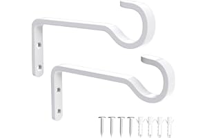 saffruff 6-Inch Heavy Duty Wall Plant Hooks – Outdoor Hanging Basket Brackets for Lanterns, Bird Feeders, Wind Chimes, Plants, and Flowers, White, 2 Pcs