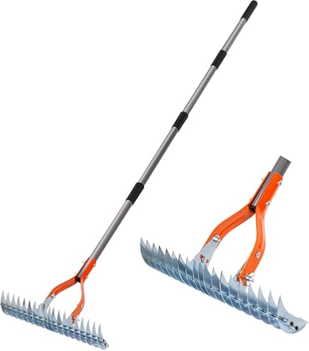 Razor-Back 51-Inch Fiberglass Handle Rake – 24-Tine Steel Fan Rake For Yard, Garden & Leaves