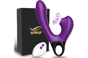 BOWQY Elettrico massaggiatore,Ṥucchia e Lînguá Çlitòrīdè per Donna massaggiatore,telecomando con Stîmólàtóre Çlîtórîde,10 * 10modalità 100% Impermeabile (Viola-4)