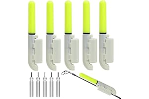 CNCEDI 5pcs Fishing Bite Alarm Rod Tip Lights for Night Fishing - Portable Alerter Tackle Sea Fish Accessories - Green Luminous