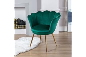 WAHSON OFFICE CHAIRS Wahson Aksamitne krzesło akcentujące do sypialni z pozłacanymi metalowymi nogami, fotel rekreacyjny do salonu / kawiarni / toaletki (zielony)