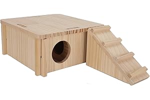 BAOFUYA Casa de hámster de Madera con Escalera, túneles de hámster de casa de hámster de Madera Natural de Alta Densidad Multiusos para Ratones de Conejillo de Indias de hámster