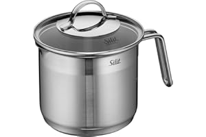 Silit Achat-Lattiera con Coperchio in Vetro, Material antiadherente, Argento, 14 cm