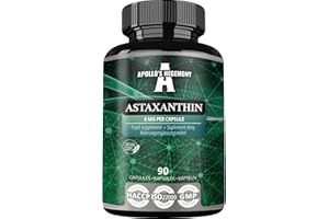 Astaxanthin 8 mg from Microalgae Haematococcus pluvialis - 90 Vegan Capsules - 3 Months Supply - Powerful antioxidant - Diet Supplement by Apollo's Hegemony