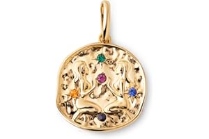 SINGULARU - Charm Organic Colors Zodiaco. Colgante en Latón con Acabado Baño de Oro de 18Kt. Charm Combinable con Collar. Joyas para Mujer