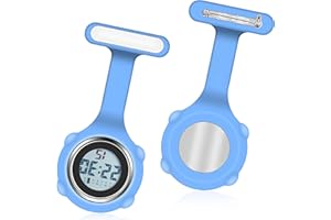 uinnossvc Nurse Watch Brooch, Silicone with Pin, Glow in Dark Design, Health Care Nurse Doctor Paramedic Medical Pocket FOB Watch Hanging Pocket Brooch Fob Watch Blue