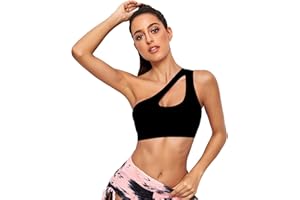 NIBESSER Sujetador Deportivo Mujer de un Hombro Sujetador sin Aros sin Costuras Sujetador Camiseta Mujer con Relleno Top Deportivo Mujer Suave Cómodo para Gimnasia Correr Fitness