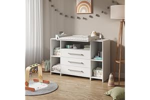 Vicco Cómoda Cambiador Oskar, Blanco, 143 x 100 cm XL con cajones