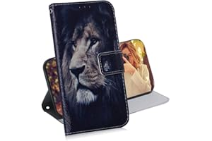 COTDINFOR pour Huawei Y7 2019 Custodia Creativo Dipinto Premium PU in Pelle con Wallet Card Holder Magnetico Ultrasottile Antiurto Flip Custodia per Huawei Y7 2019 Lion TX-CH.